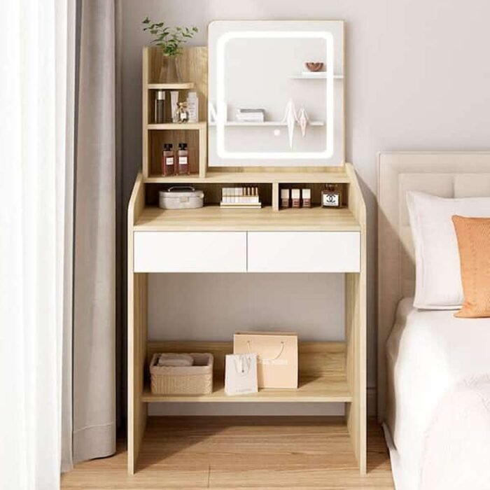 Morden Brown 23.6 in. Width LED Light Makeup Vanity with Mirror